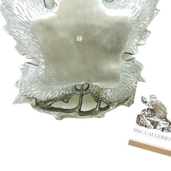 Grape Leaf Serving Dish Tray Cast Aluminum Collectible Metalware Made in India - Picture 8 of 9